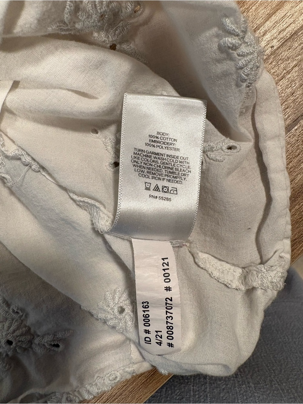 Express Cream Eyelet Button-Front Flutter Sleeve Top - Picture 4 of 4